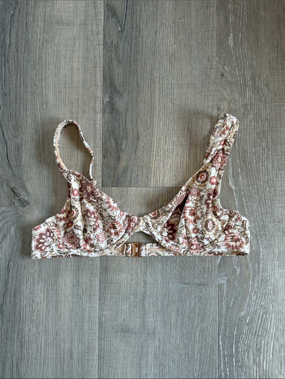Rhythm Eco Raya Paisley Underwire Bikini Top Size L Gold Clasp Boho